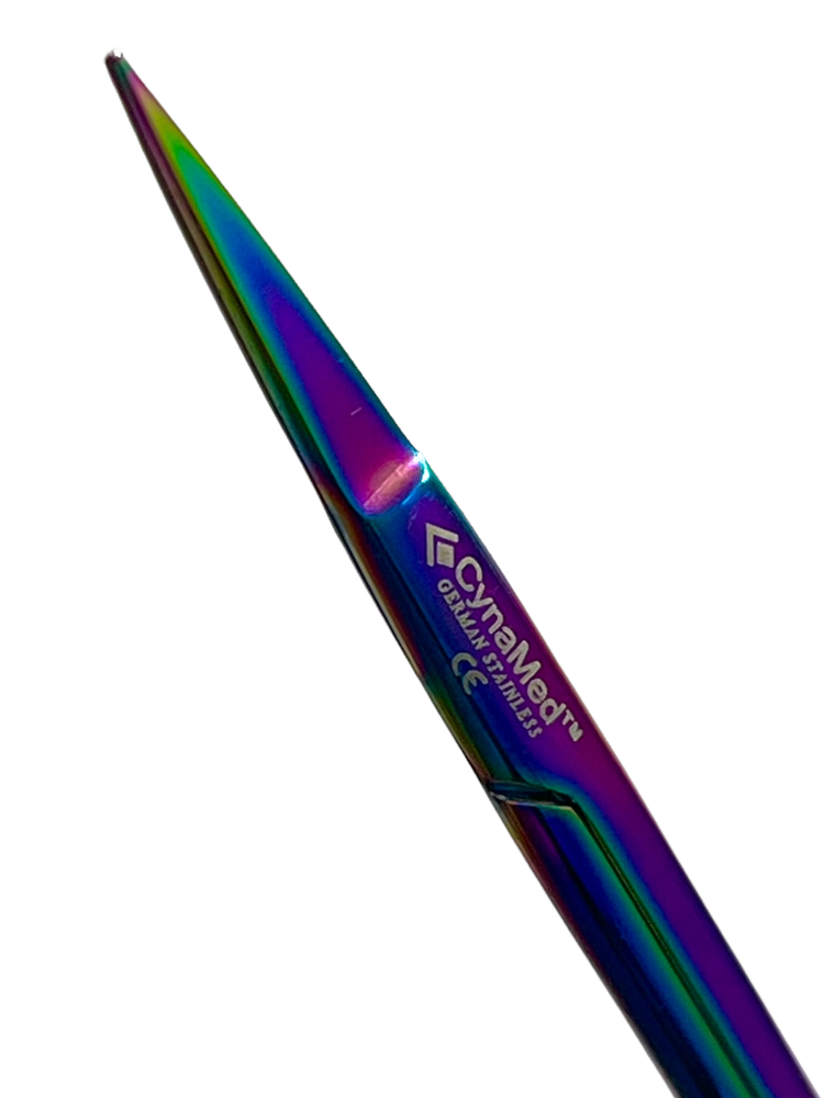NEW GERMAN IRIS MICRO DISSECTING SCISSORS STRAIGHT 4.5" MULTI RAINBOW TITANIUM