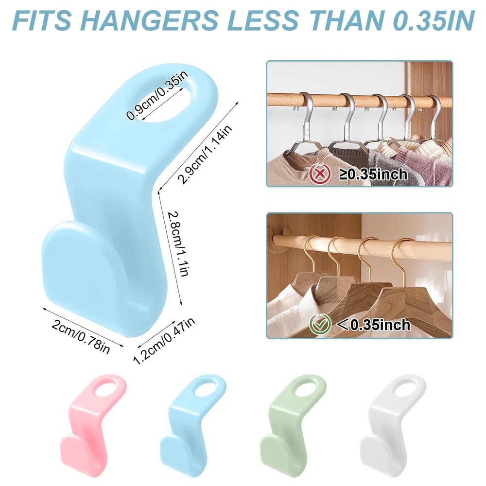 50 PCS Space Saving ONE SIZE clothes hangers space saving, 50 Pcs Multicolor