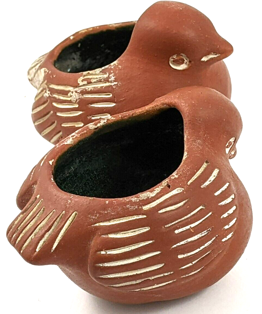 Terracotta Double Bird Bowl Planter Glazed Inside