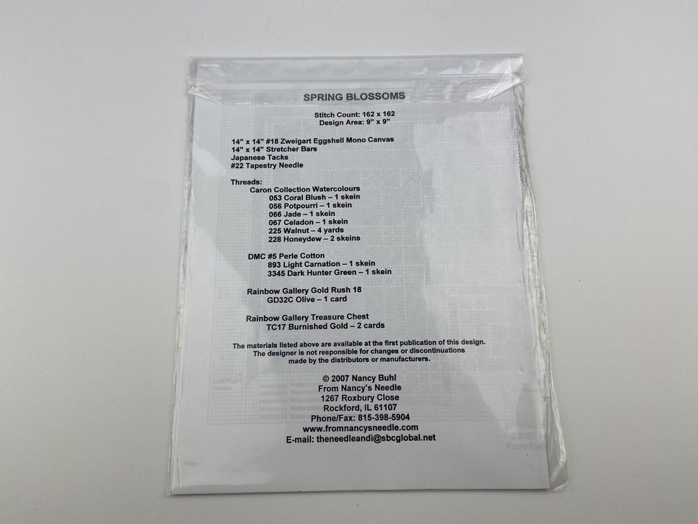 Nancy Needle Spring blossoms Needlepoint Pattern Seasonal tree Series Canvas