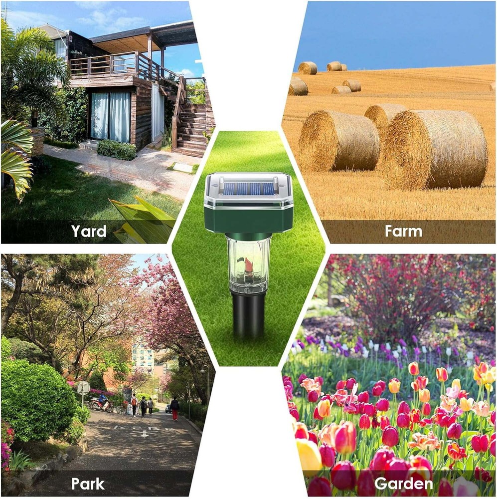 4-Pack Solar Ultrasonic Mole Repeller: Waterproof Sonic Spike with LED Light