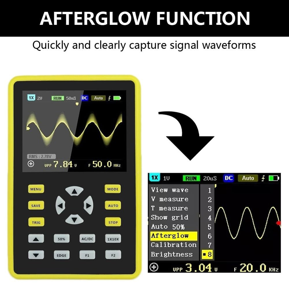 Handheld Oscilloscope for Voltage and Frequency Measurement with Compact Design