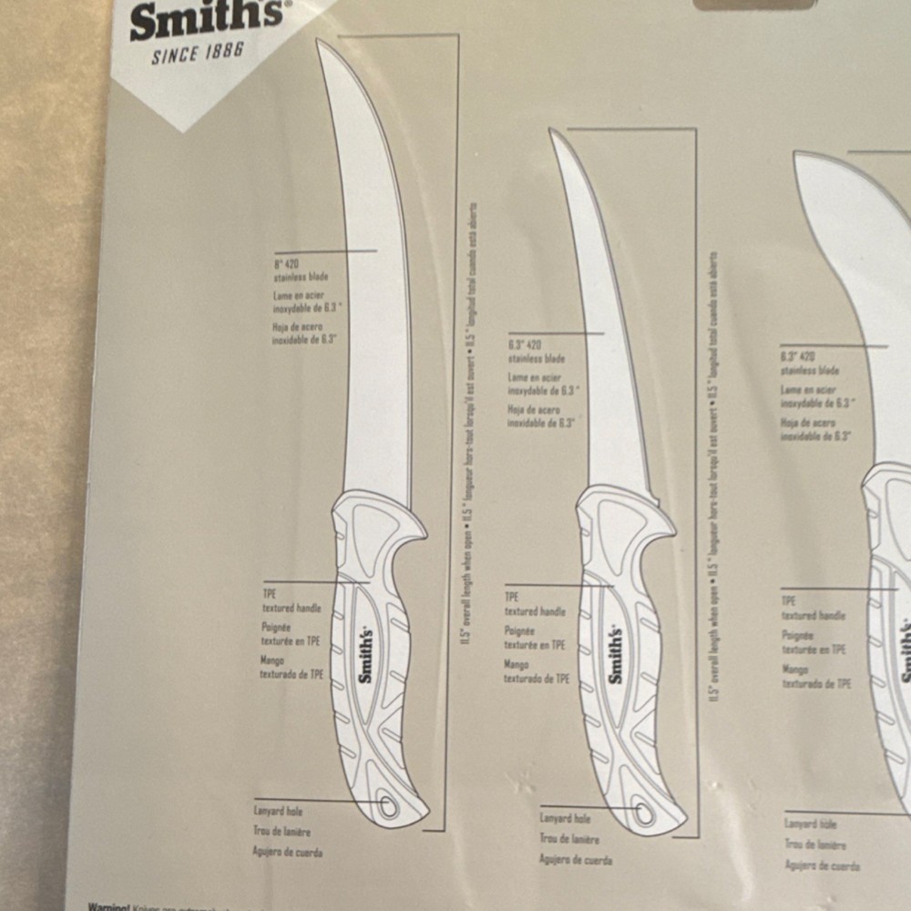 Smith's EdgeSport Game Processing Set 4 Tools 420 Stainless Steel Yellow Gray