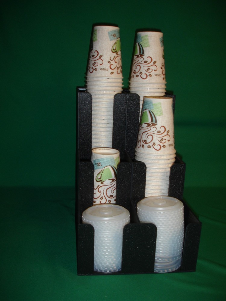 COFFEE CUPS AND LIDS DISPENSER 6 COMPARTMENTS
