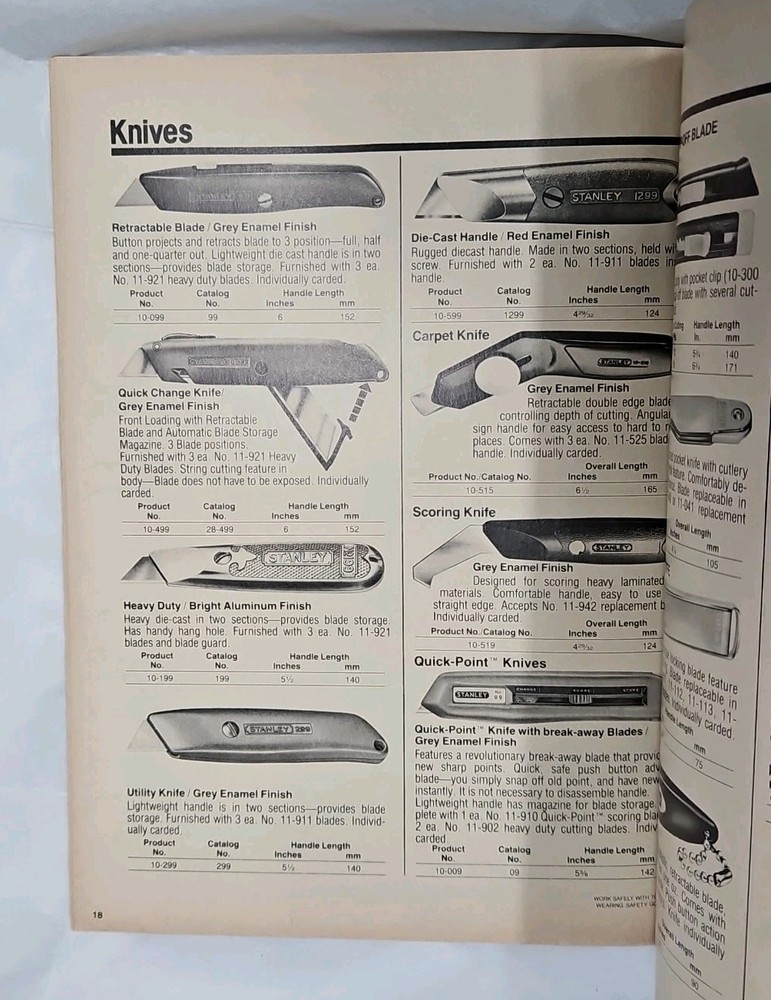 1982 Stanley Tools Catalog 11" x 8-1/2"