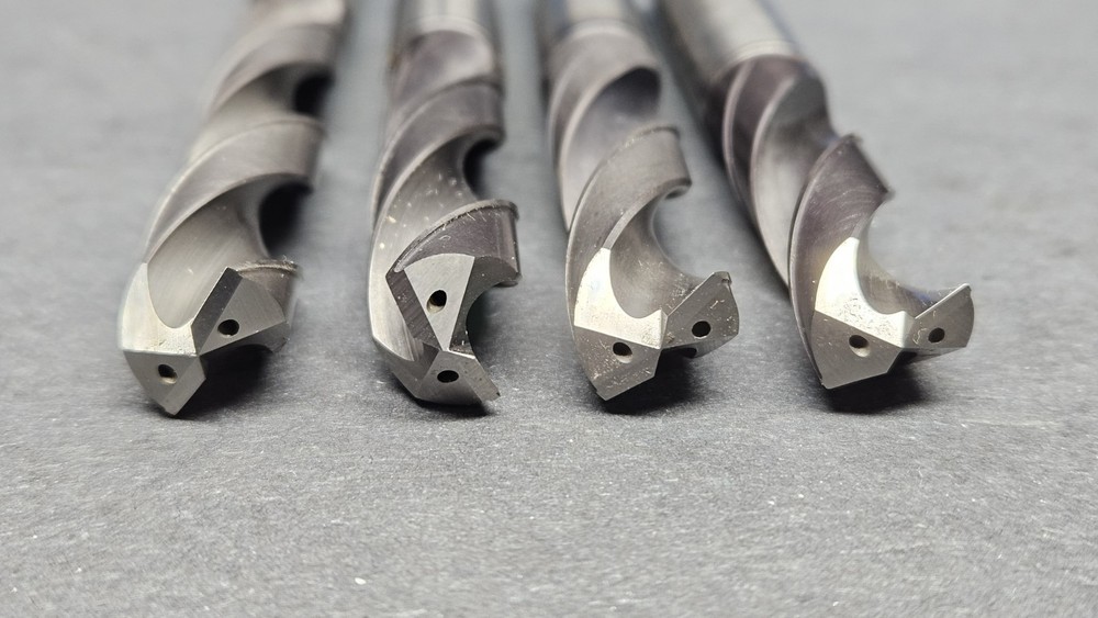 4pc Mitsubishi 31/64" Solid Carbide Drill ½" Sh. Coolant Th. .4844" Resharpened