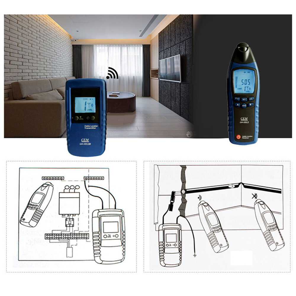 CEM LA-1012 General Cable Locator Tester Receiver with Transmitter Line Tracker