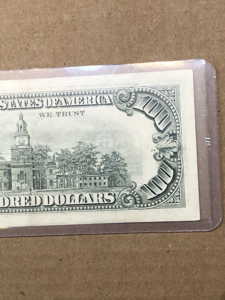 Older 1988 $100 Dollar Offset print Error circulatedNote