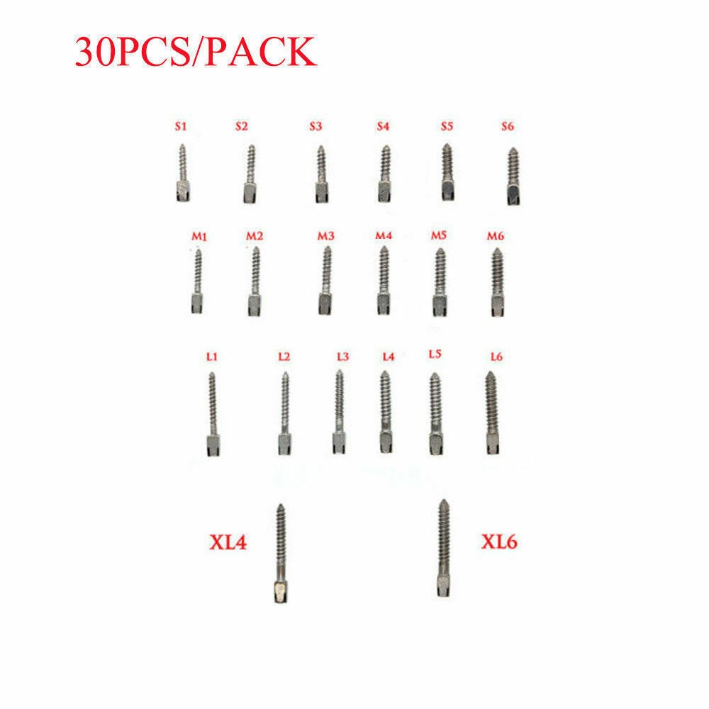 30Pcs Dental Root Canal Pins Pure Titanium Assorted Conical Screw Posts S5
