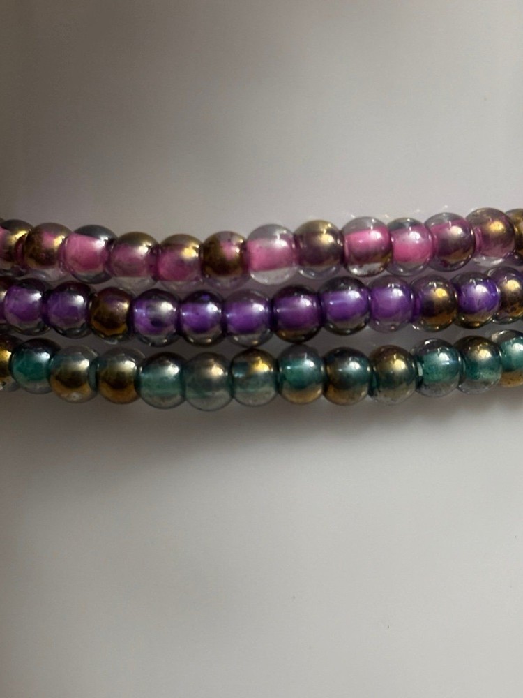Handmade Beaded Stretch Bracelets Triple Stack 0238