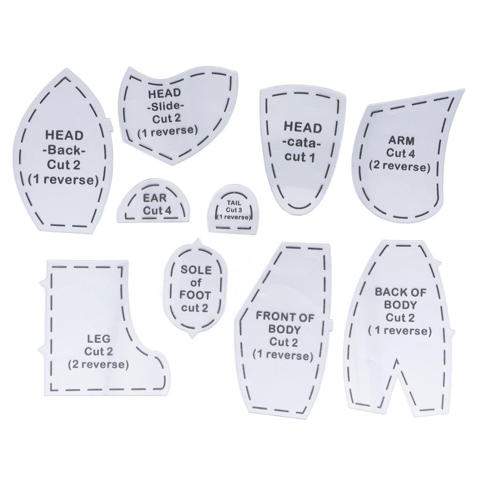 10 Pcs Memory Bear Sewing Patterns Template Memory Bear Acrylic Template Rule...