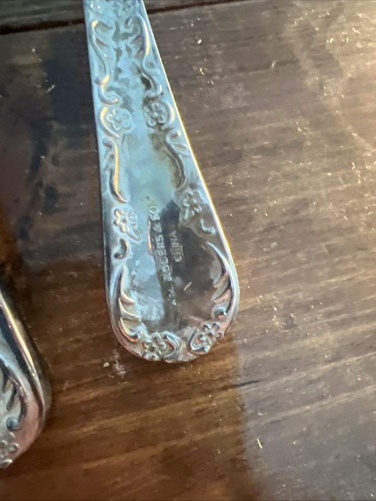 WM Rogers & Sons Silver Tone Enchanted Rose Replacement Serving Spoon & Fork