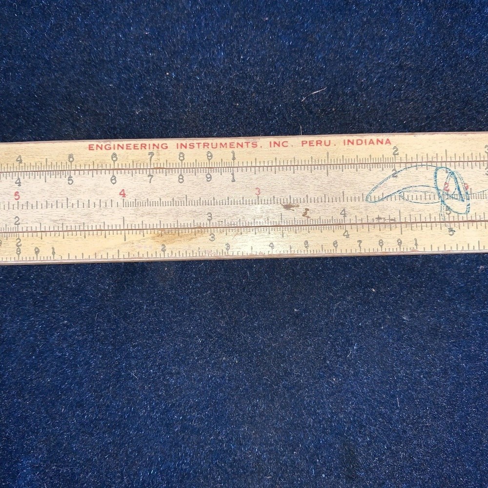Vintage Wood Slide Rule Engineering Instruments Peru Indiana, Multi-Function