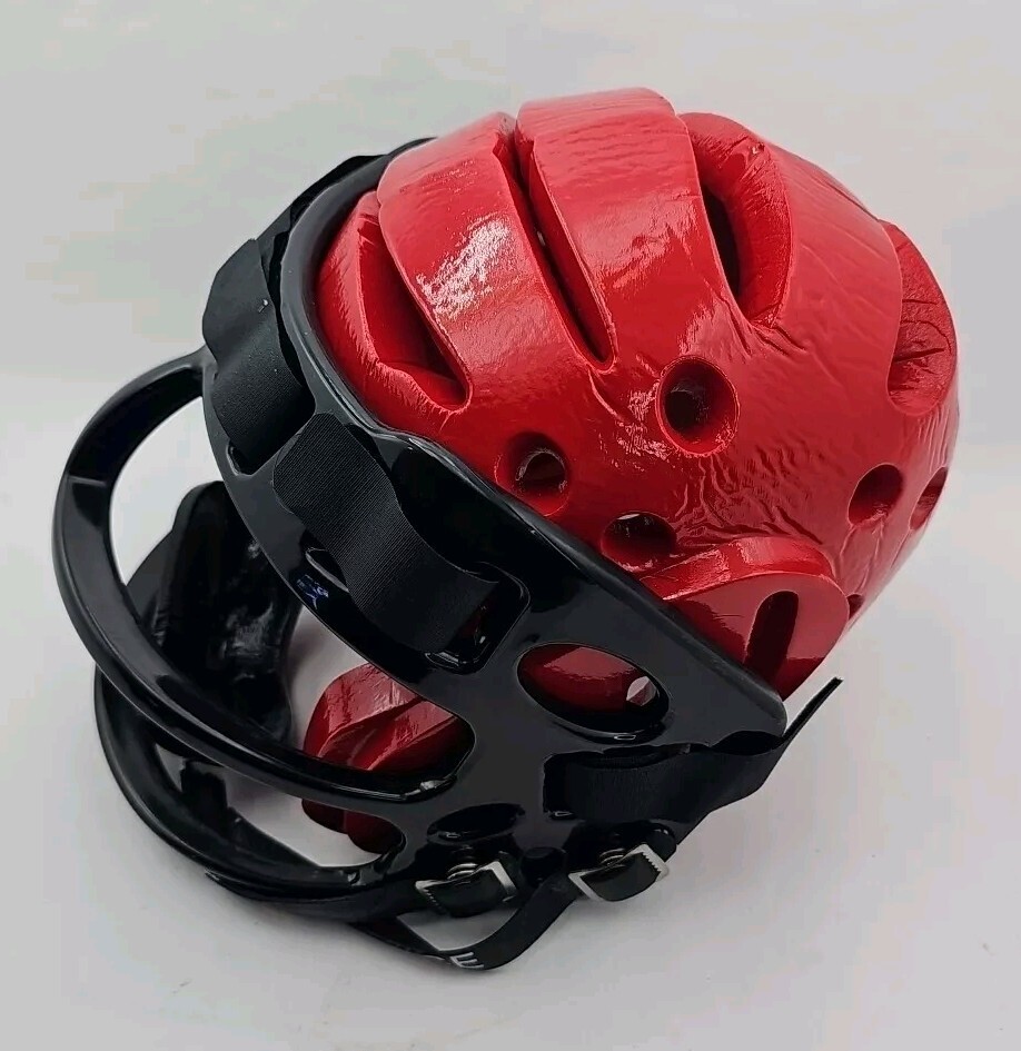 ProForce Lightning Karate Helmet w/ Faceguard Cage Face Shield- Red Large