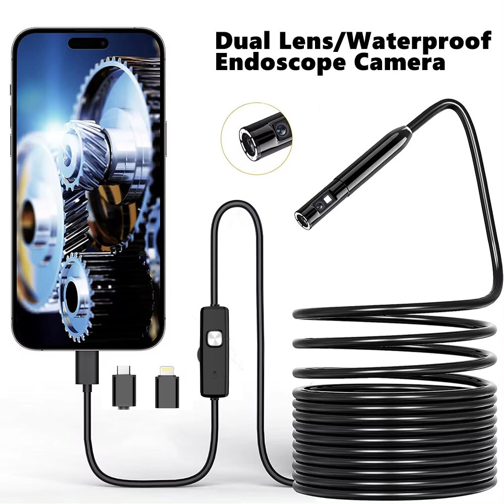 2MP Single/Dual Lens Waterproof Endoscope Camera Borescope for Iphone Android US
