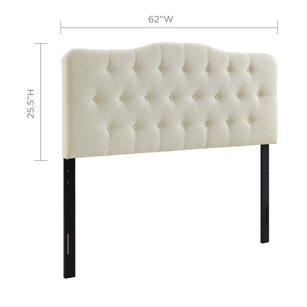 Modern Fabric Queen Tufted Panel Headboard in White
