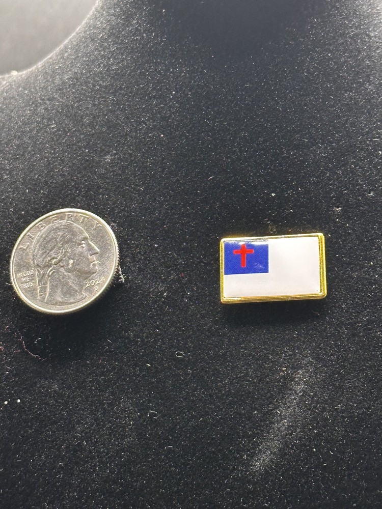Small Christian flag lapel pin new