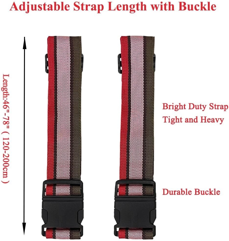 2 Pack Luggage Straps Adjustable Suitcase Belts Quick Release Buckle GreyPink