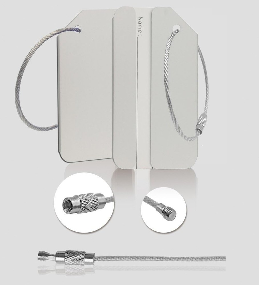 Durable Silver Luggage Tags - Lightweight 2 Pack for Easy Travel Identification