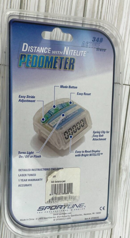 Walking Pedometer with Digital Display Night Light Stride Adjustment & Clip NOS