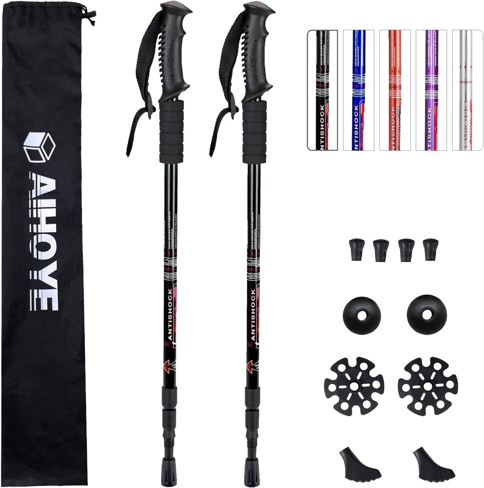 Ergonomic Hiking Poles with Anti-Shock Technology - Includes 10 Replacement Tips