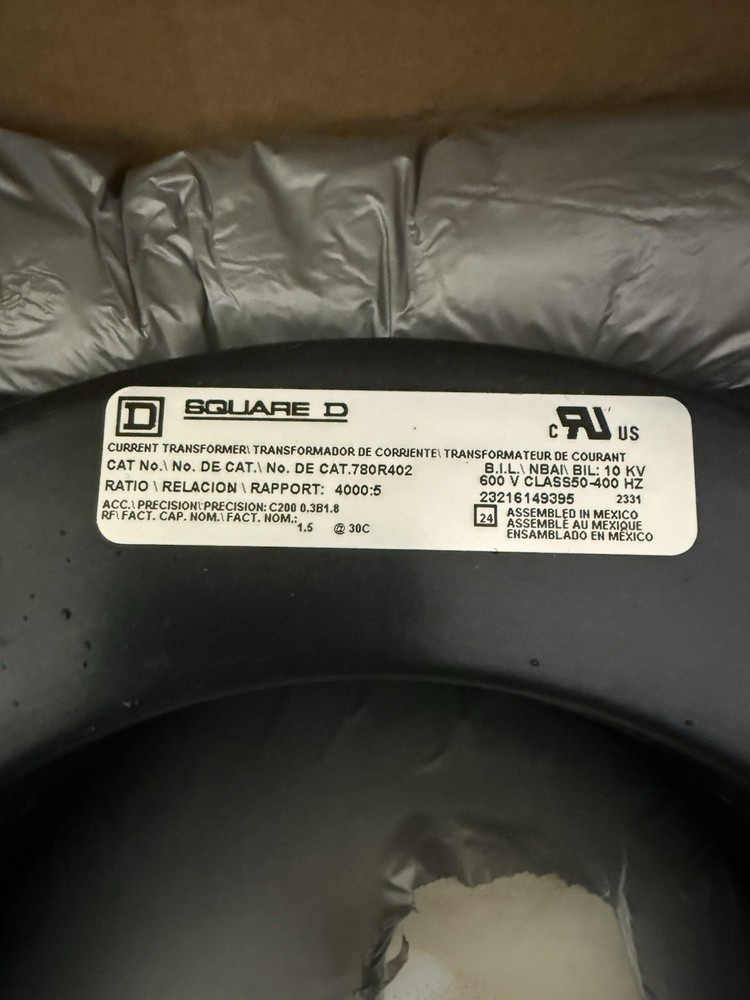 SQUARE D CURRENT TRANSFORMER 780R402