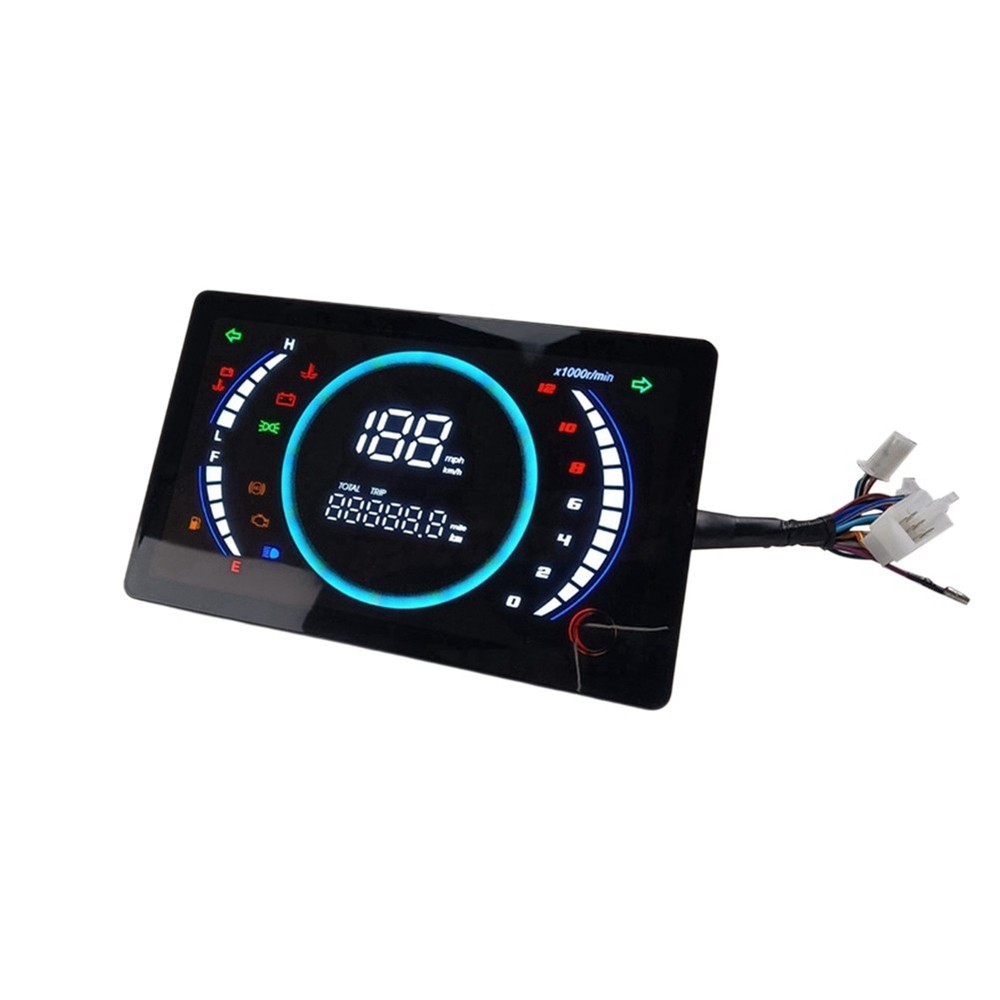 12V Universal Adjustable Digital LED Motorcycle Speedometer Tachometer2119
