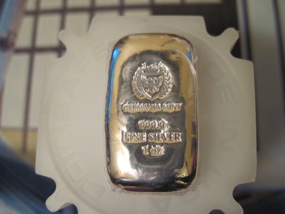 1 OZ GERMANIA MINT CAST SILVER BAR