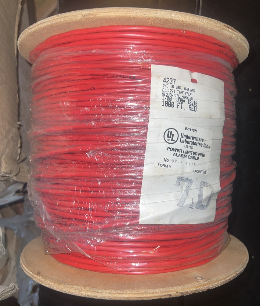 Alarm Cable  1000 Feet  shielded 2 Conductor Solid Copper 16 AWG Type FLPR￼ 4237