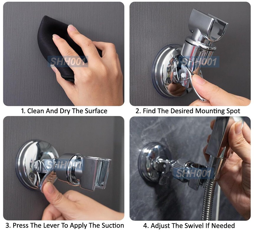 Strong Suction Cup Shower Head Holder with Adjustable Design
