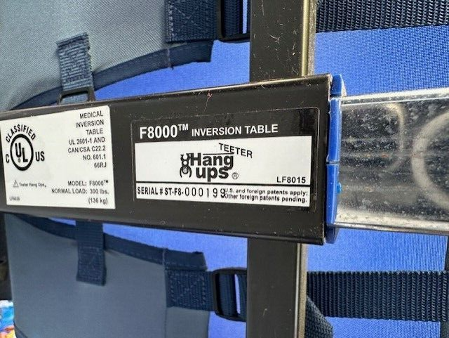 Teeter HangUps Inversion table F8000, Barely Used