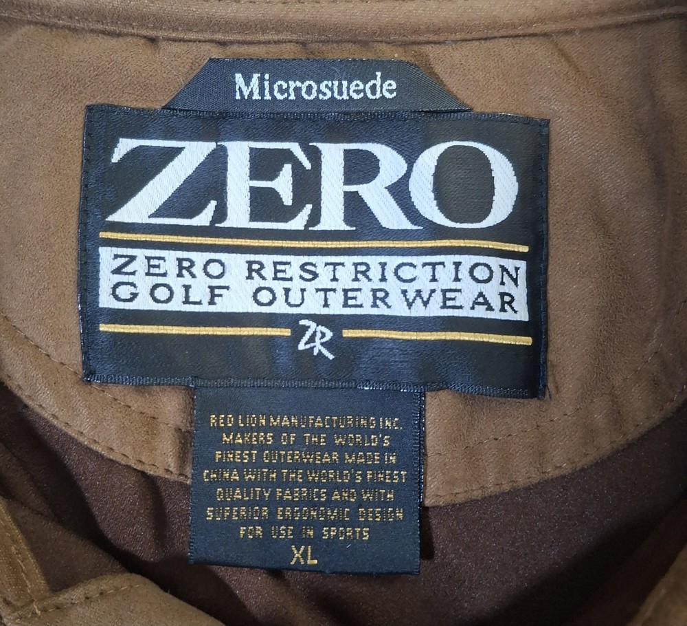 Zero Restriction Microsuede Golf Jacket Men’s XL Brown 1/4 Snap