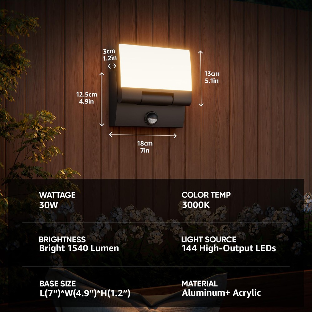 Motion Sensor LED Outdoor Wall Light 2-Pack, Rotatable Adjustable Wall Sconce...