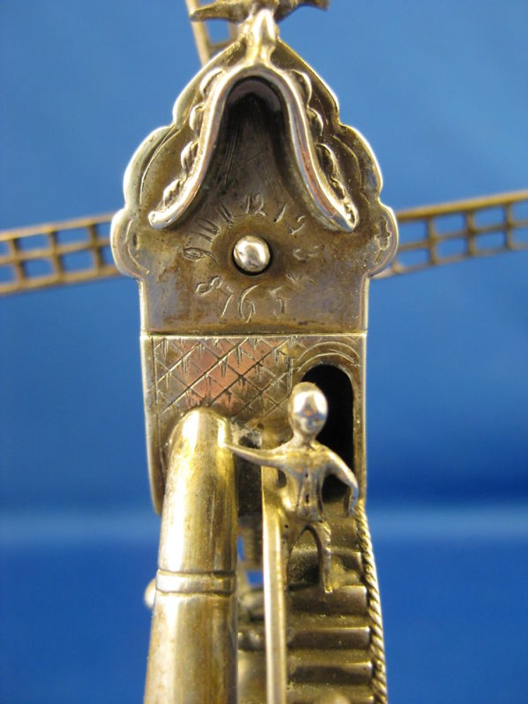 Antique DUTCH ~ SILVER BELL / CUP ~ Miniature Windmill