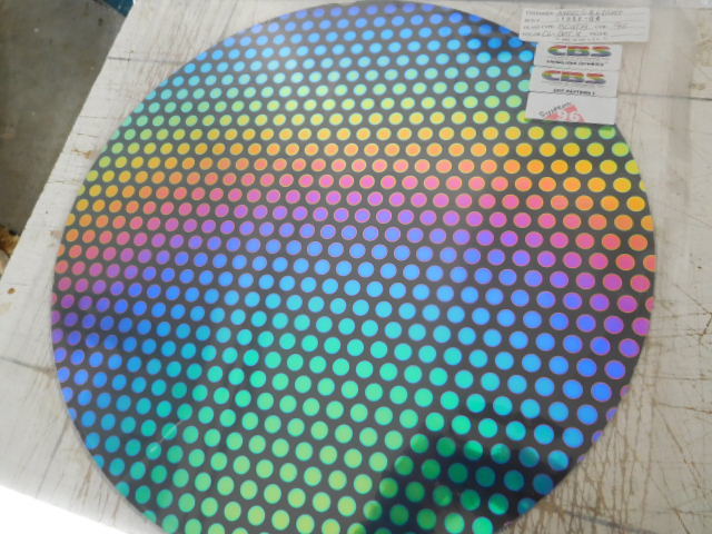 Dichroic Glass:CBS 96COE Dot # 3 Pattern RAINBOW on thin Black -3"Sq