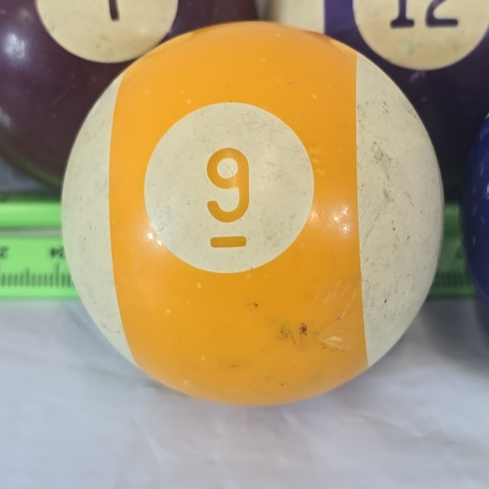 8 Vintage Replacement Pool Billard Balls 2 1/4" Diameter Vertical Stripes