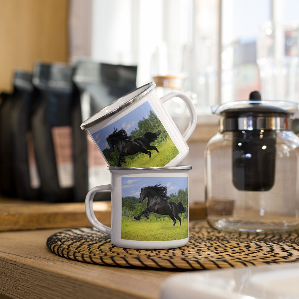 Black Stallion Enamel Mug