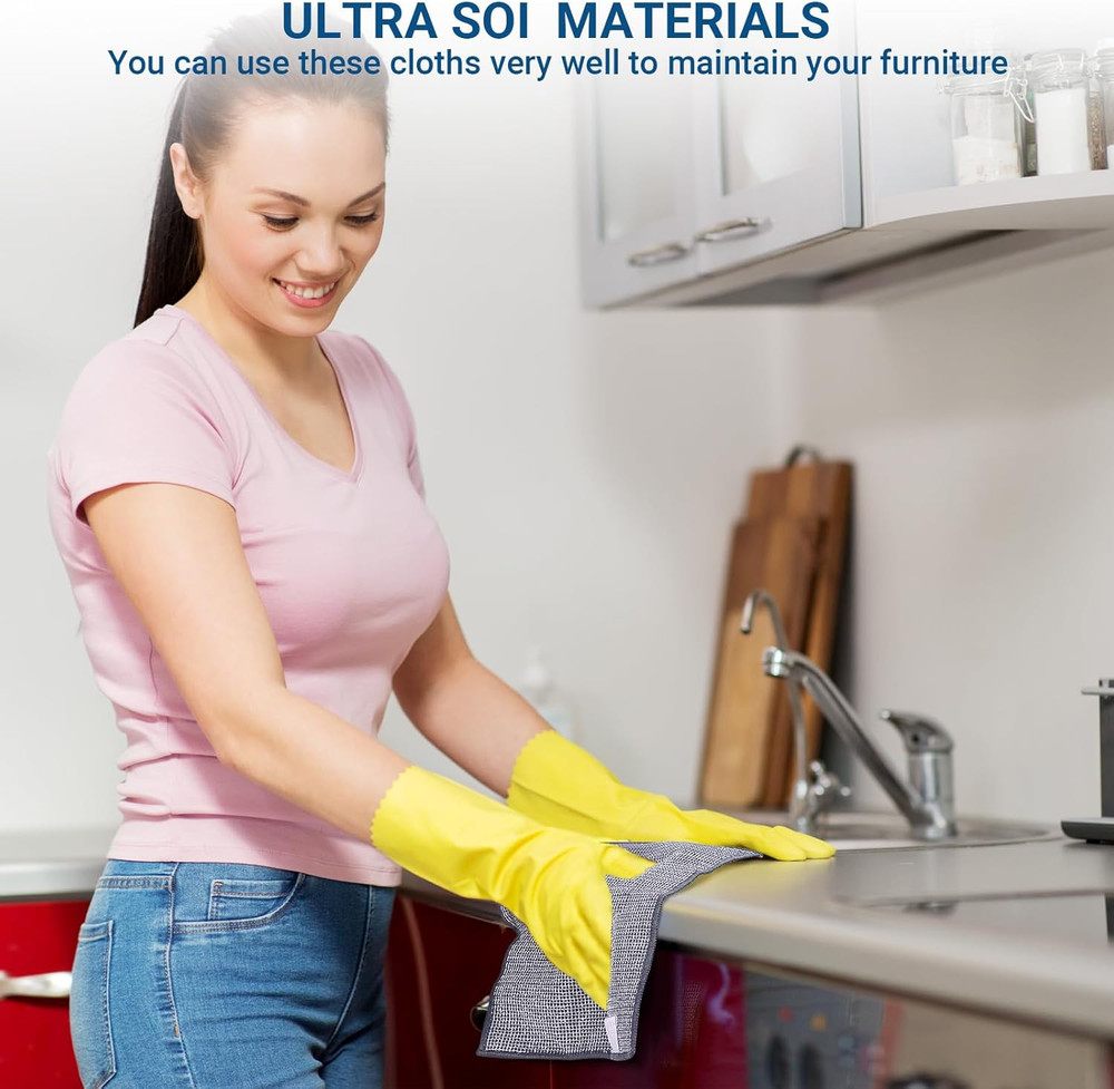 3-Layer Non-Scratch Wire Dishwashing Rags, 10 Pcs, Kitchen Cleaning Cloths