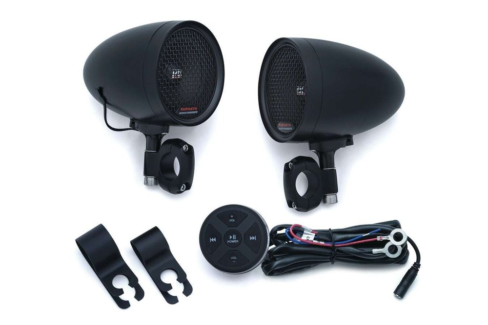 Kuryakyn RoadThunder Black Speaker Pods & Bluetooth? Audio Controller MTX
