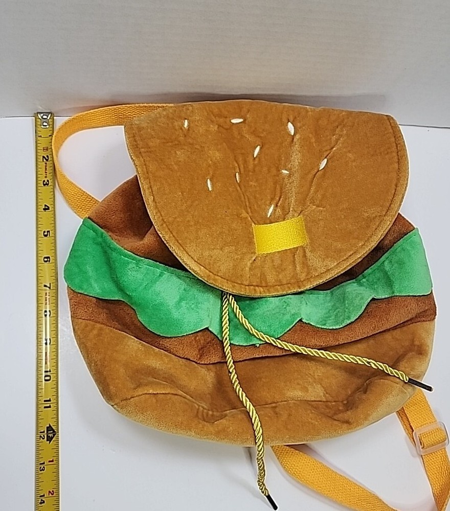 Burger Bag School Book Plush Shoulder Backpack Lined Adjustable Straps
