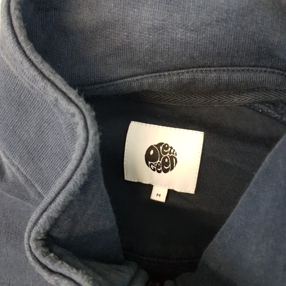 Pretty Green Mens 1/4 Zip Jumper Medium Navy Sweater Pullover Solid Casuals Mod