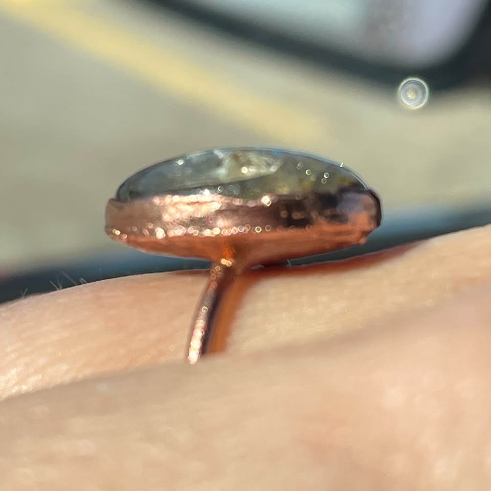 Handmade Labradorite Cabochon Copper Ring - 6