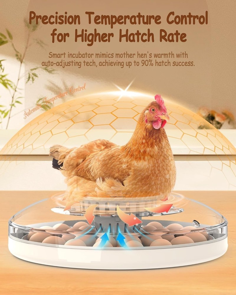 30 Egg Incubator with Humidity Display, Egg Candler, Automatic Egg Turner, for H