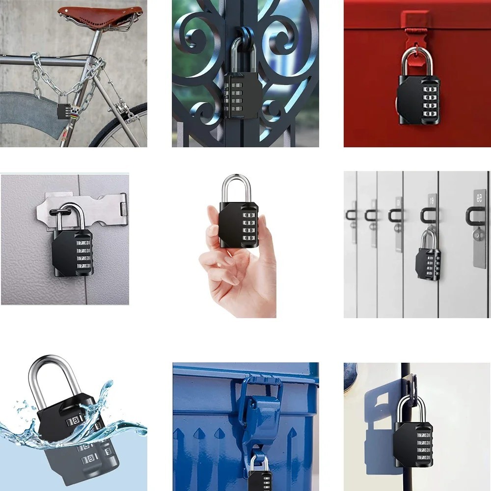 1pc Combination Lock Resettable 4 Digit Padlock with Combination Waterproof