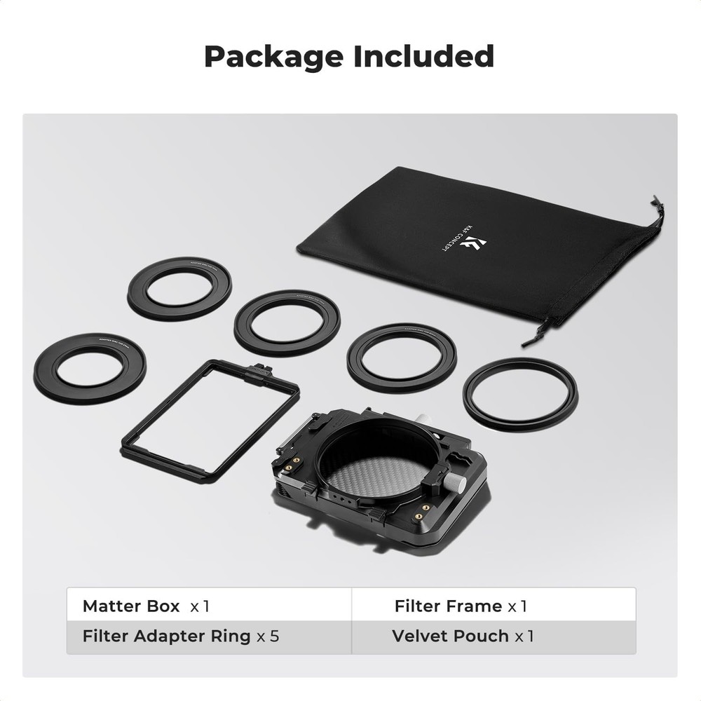 Professional DSLR Matte Box Featuring Expandable Design and Protective Pouch