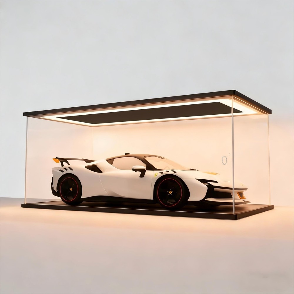 Clear Acrylic Display Case with LED Lights, Dustproof Showcase Display Box fo...