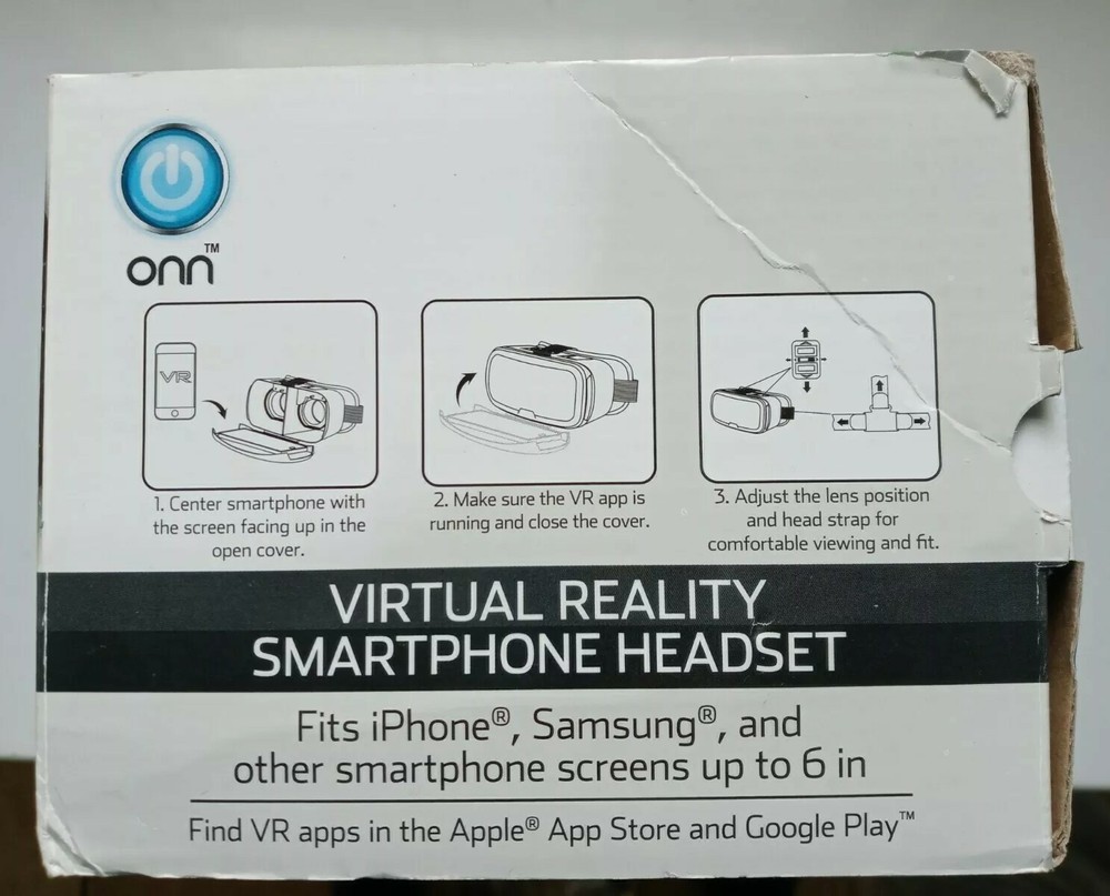 New ONN Virtual Reality Smartphone Headset Phone Screens 6” BLUE Apple/Android