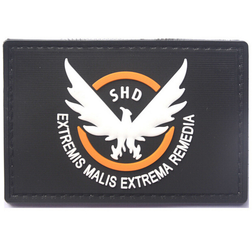 3D PVC THE DIVISION SHD COSPLAY GAME RUBBER TACTICAL HOOK LOOP PATCH BADGE BLACK