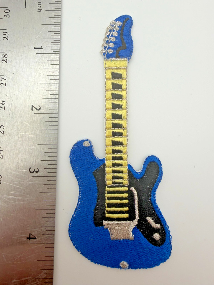 Electric Guitar Patch Blue Embroidered