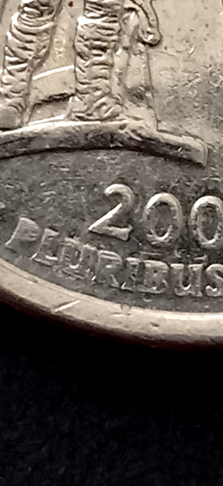 2000 D Massachusetts State Quarter with striking errors, Doubling on Letters.